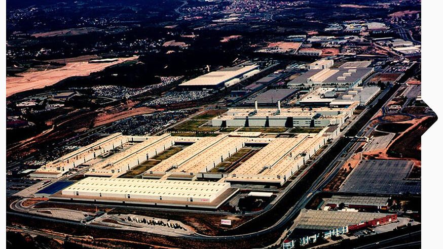 Das SEAT Werk in Matorell aus der Vogelperspektive 1989.