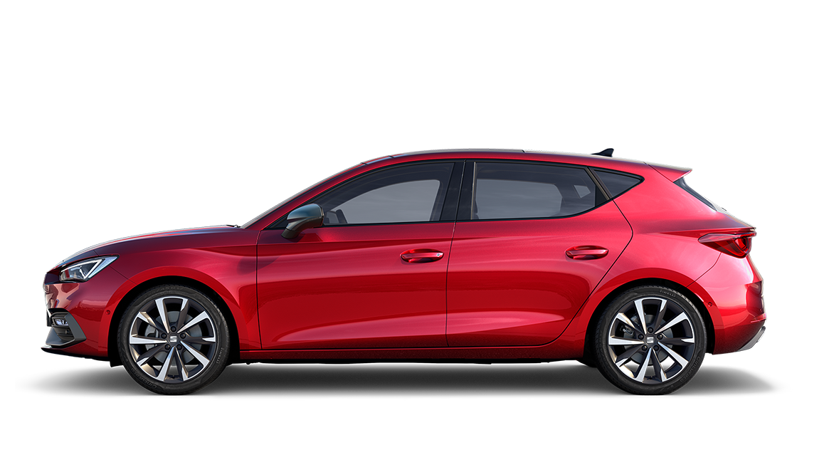 SEAT Leon in rot Seitenansicht.
