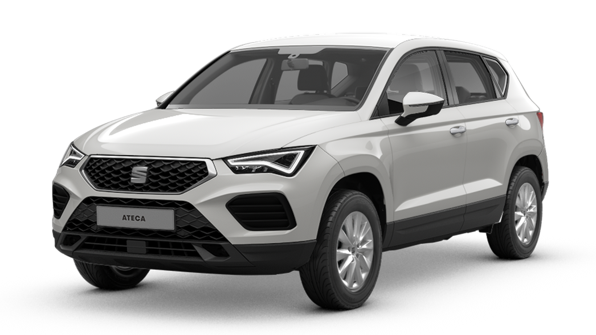SEAT Ateca in weiß schräge Frontansicht.