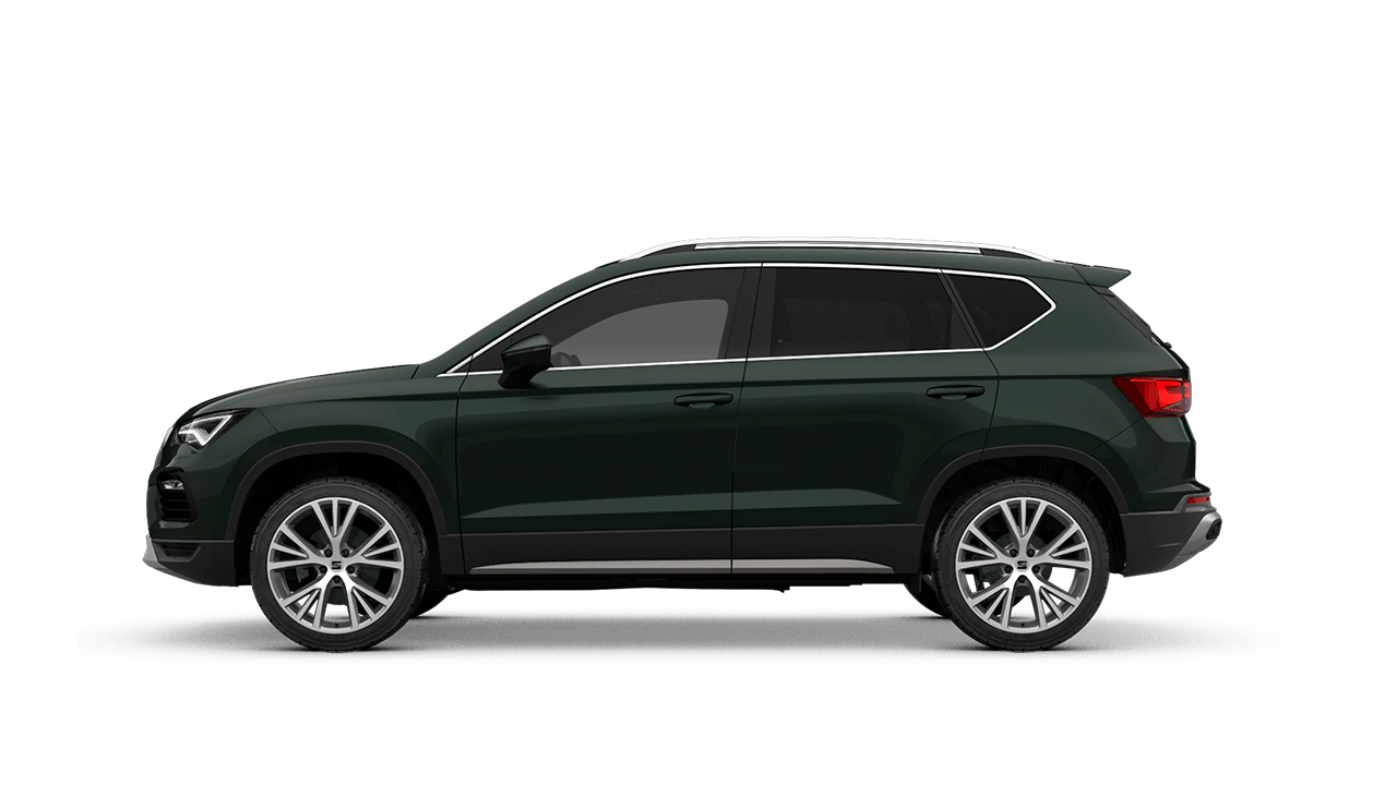 SEAT Ateca in dunkelgrün Seitenansicht.