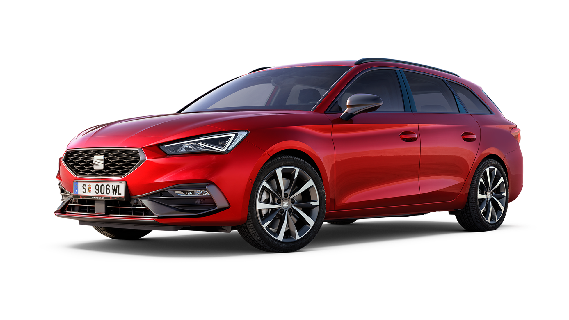 SEAT Leon SP Fr in Desire Red schräge Frontansicht.