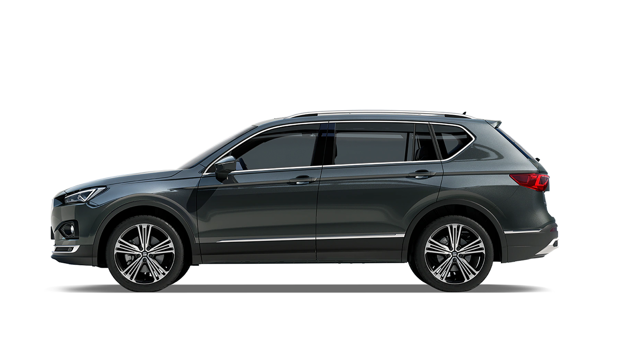 SEAT Tarraco  in dunkelgrau metallic Seitenansicht.
