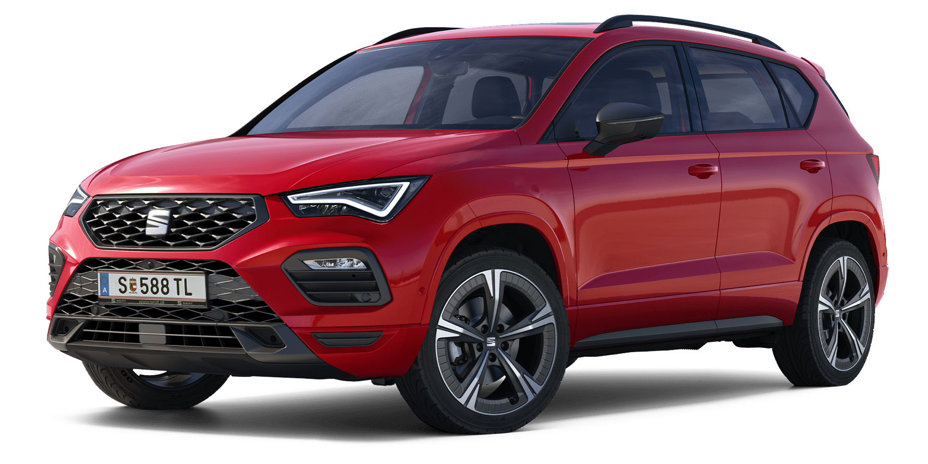 SEAT Ateca in rot schräge Frontansicht.