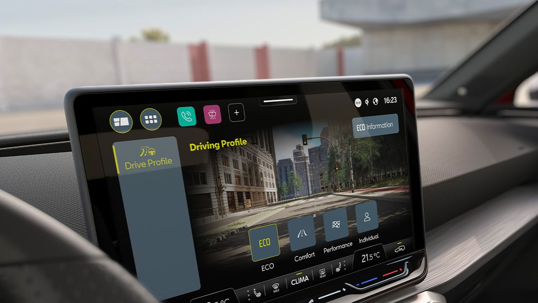 Detailansicht eines Fahrerprofils auf dem Infotainment Display eines SEAT Leon.