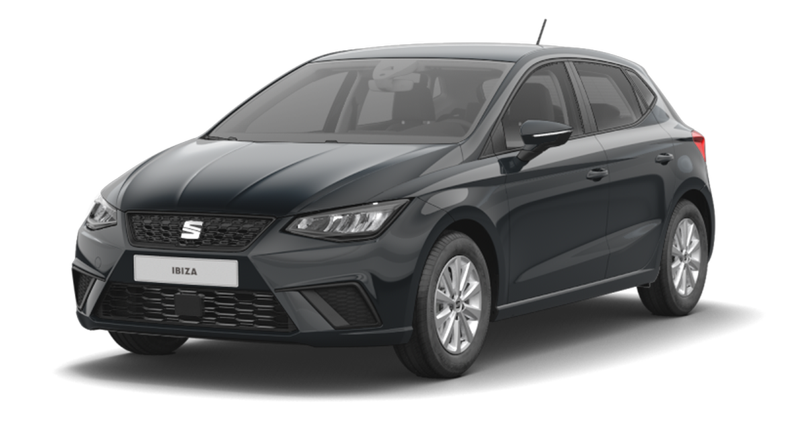 SEAT Ibiza Edition Style Schwarz schräge Frontansicht.