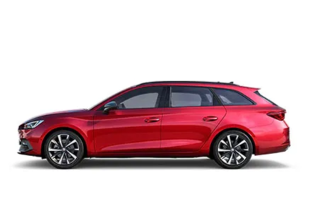 SEAT Leon Kombi in rot Seitenansicht.