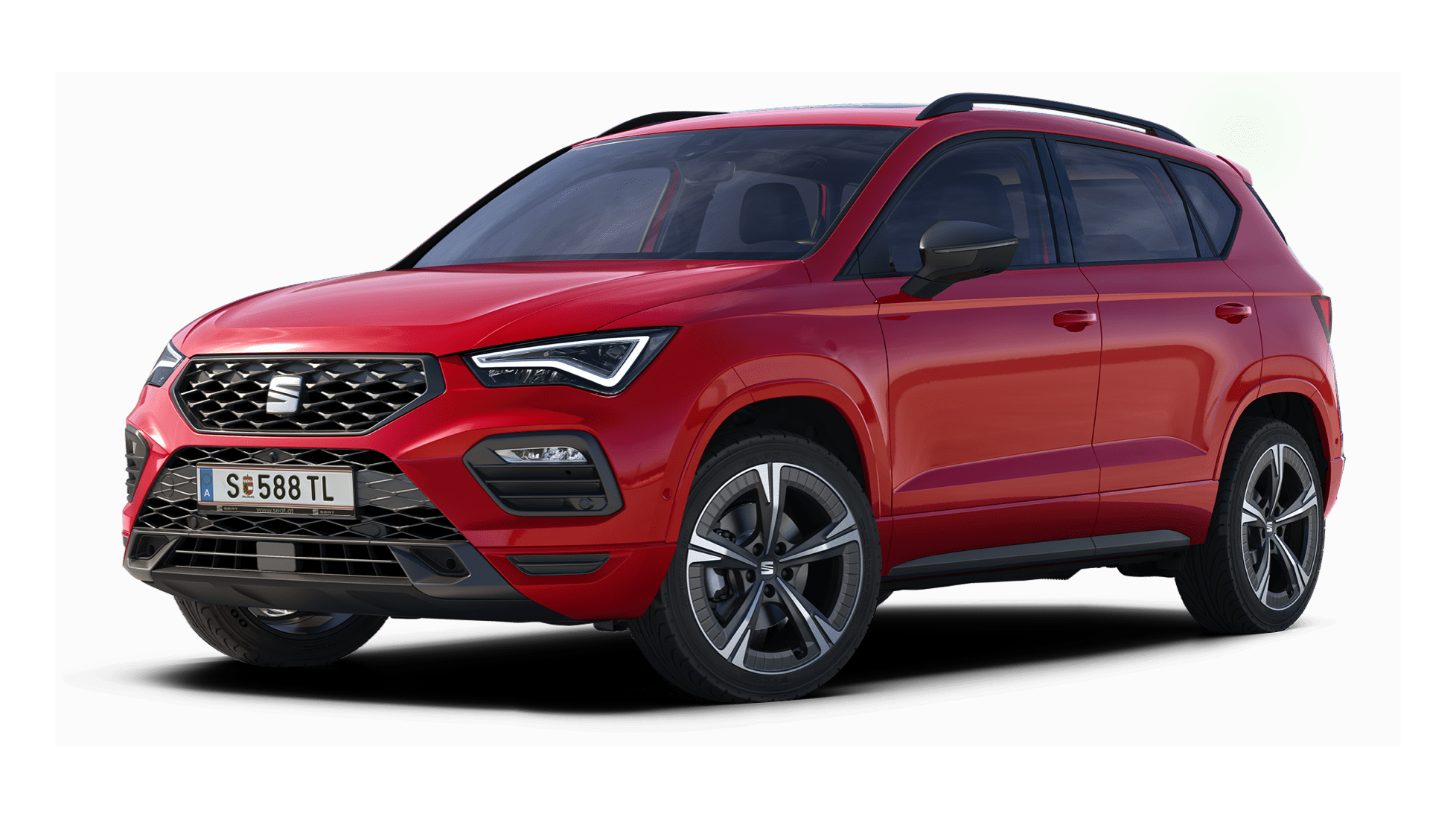 SEAT Ateca in rot schräge Frontansicht.