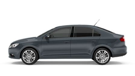 Ein SEAT Toledo Schwarz in Seitenansicht.