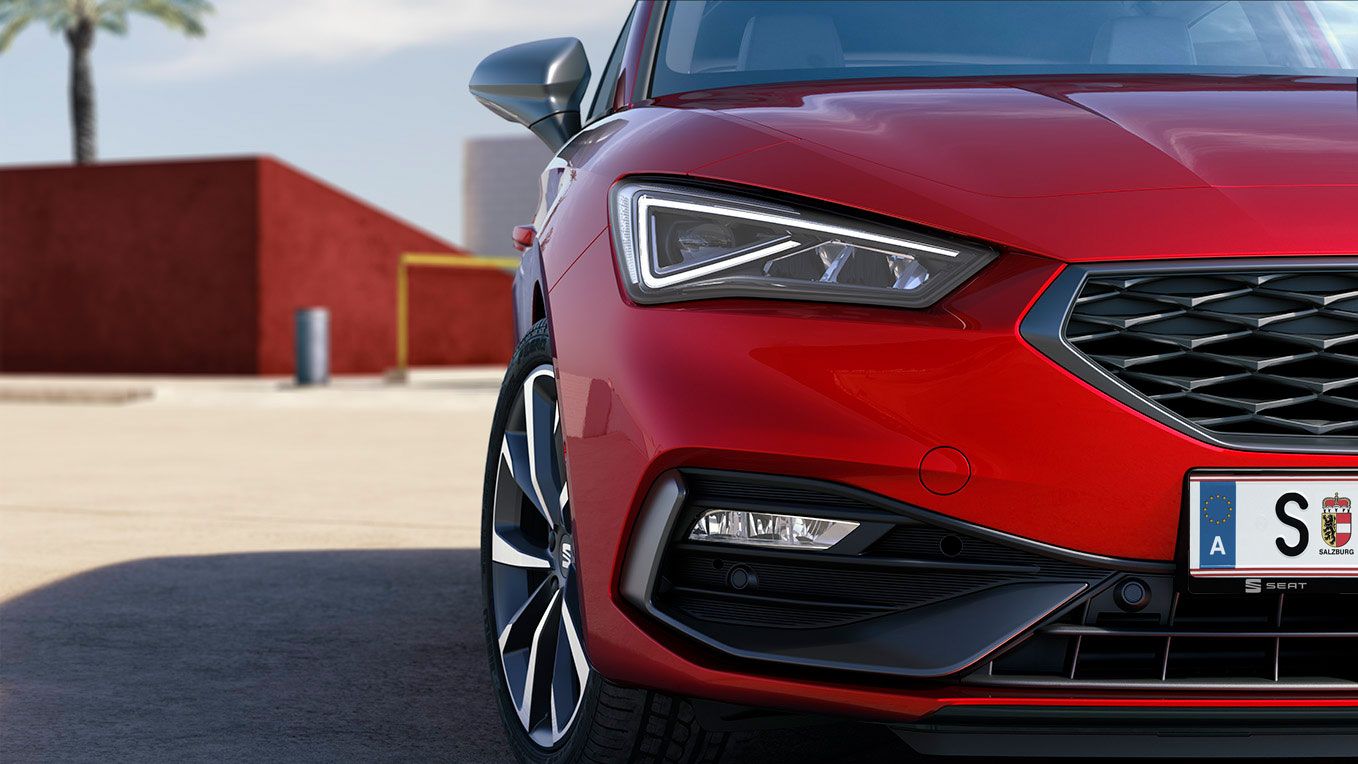 Detailansicht eines SEAT Leon 5-Türer mit dynamischen Led-Scheinwerfern
