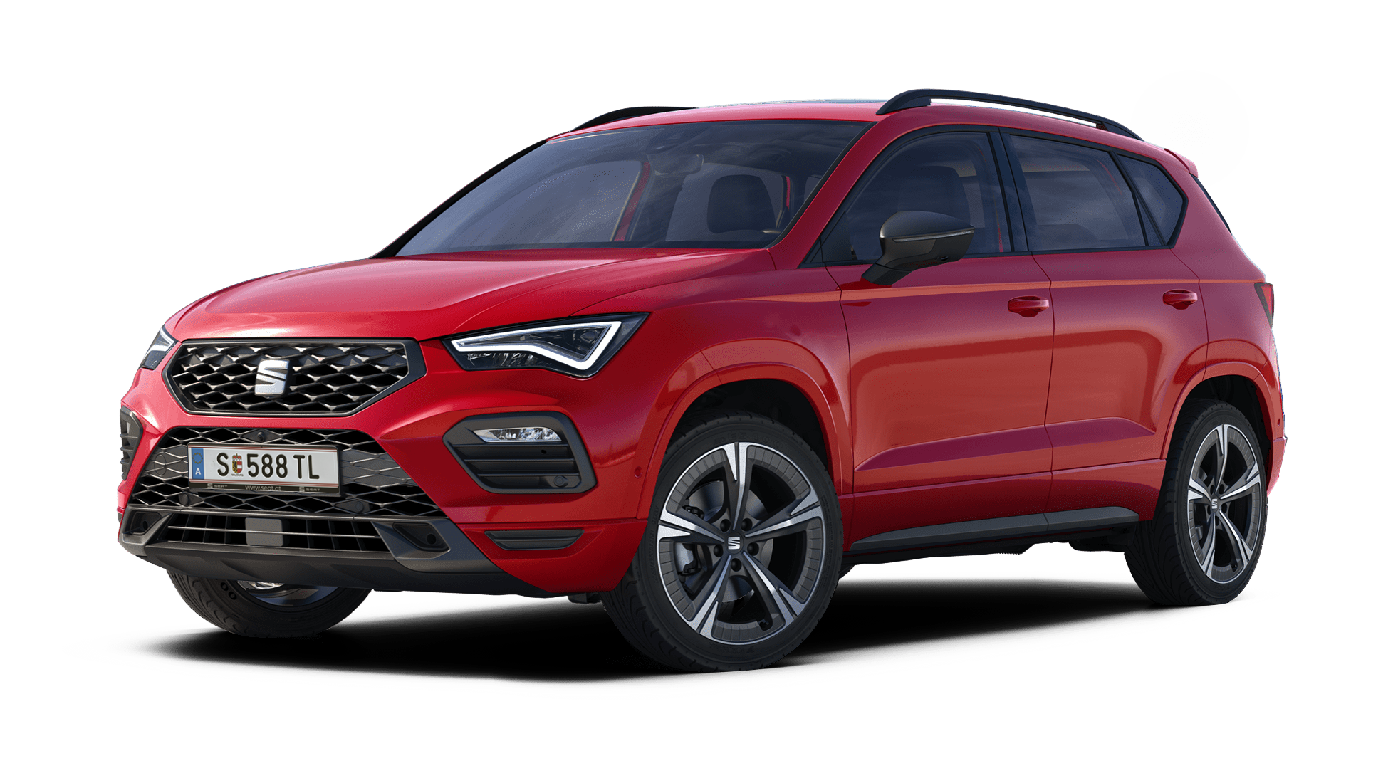 SEAT Ateca in rot schräge Frontansicht.