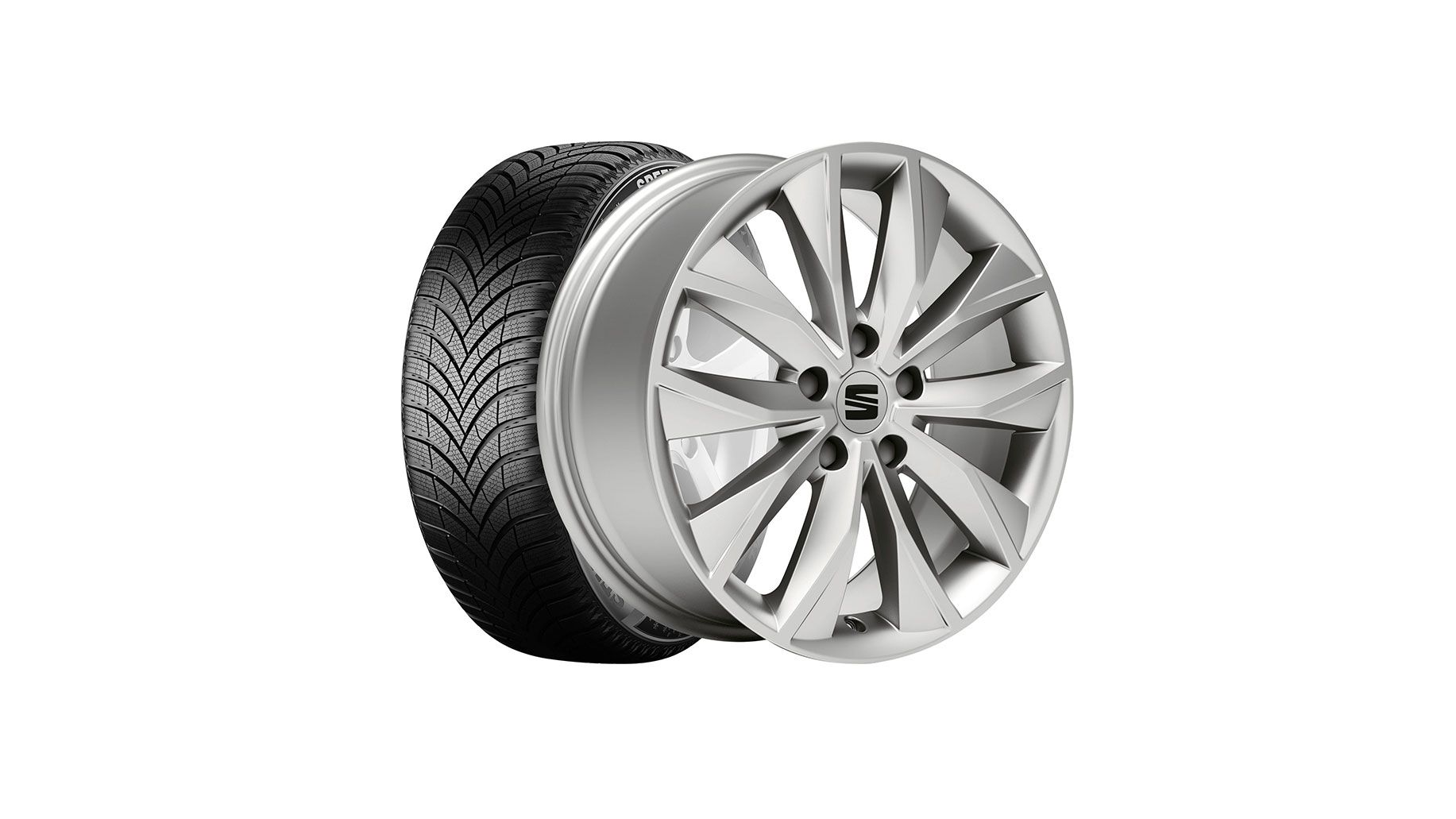 SEAT Winterkompletträder Dynamic 17 Zoll Brilliant Silber mit Continental Reifen für den SEAT Ateca.