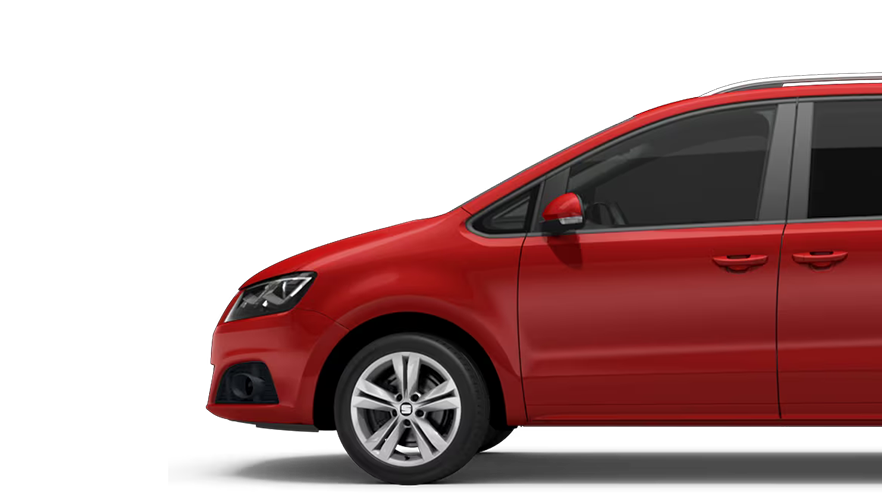 Seitenansicht von einem roten SEAT Alhambra