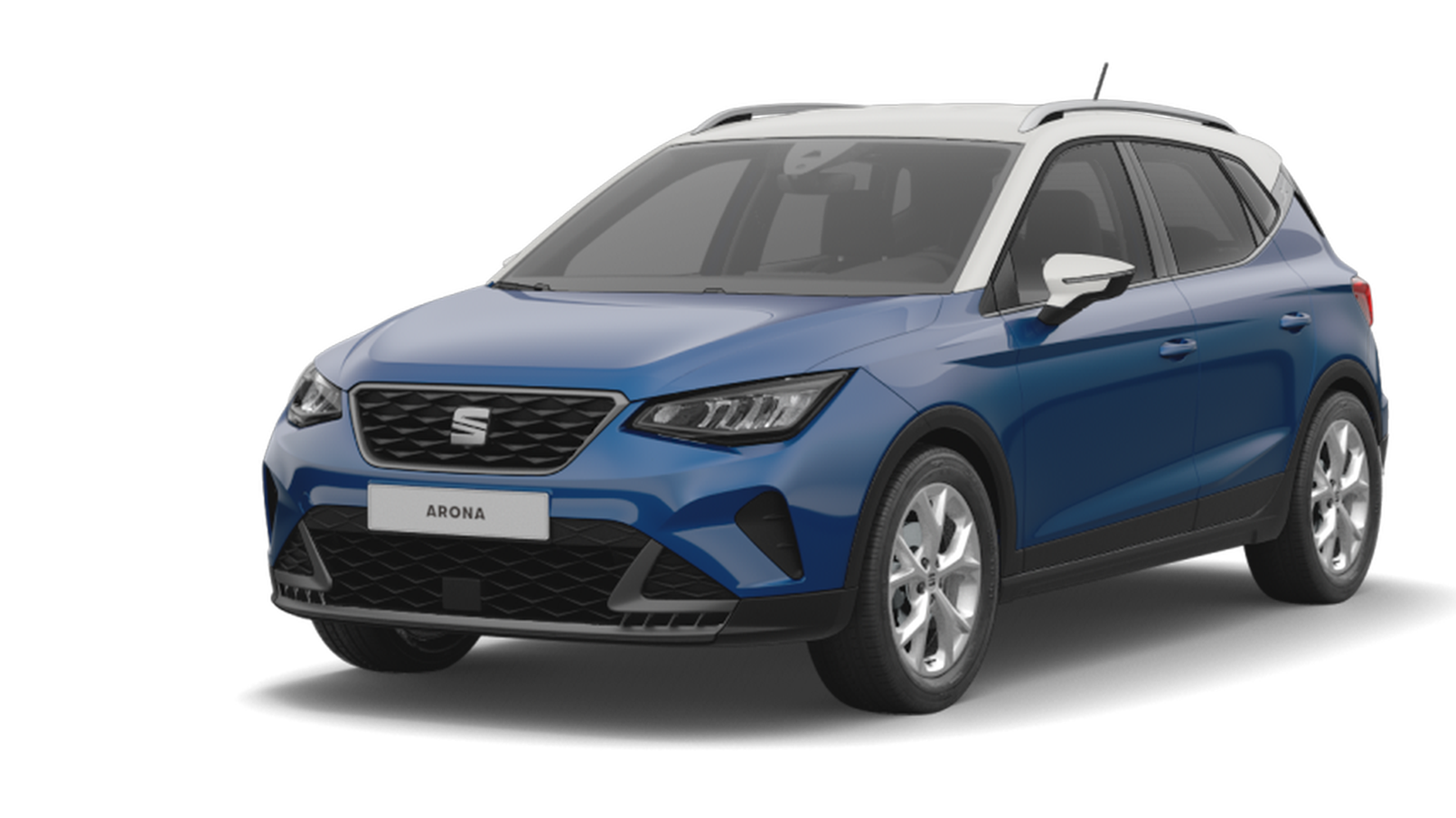 SEAT Arona FR in blau auf weißem Hintergrund