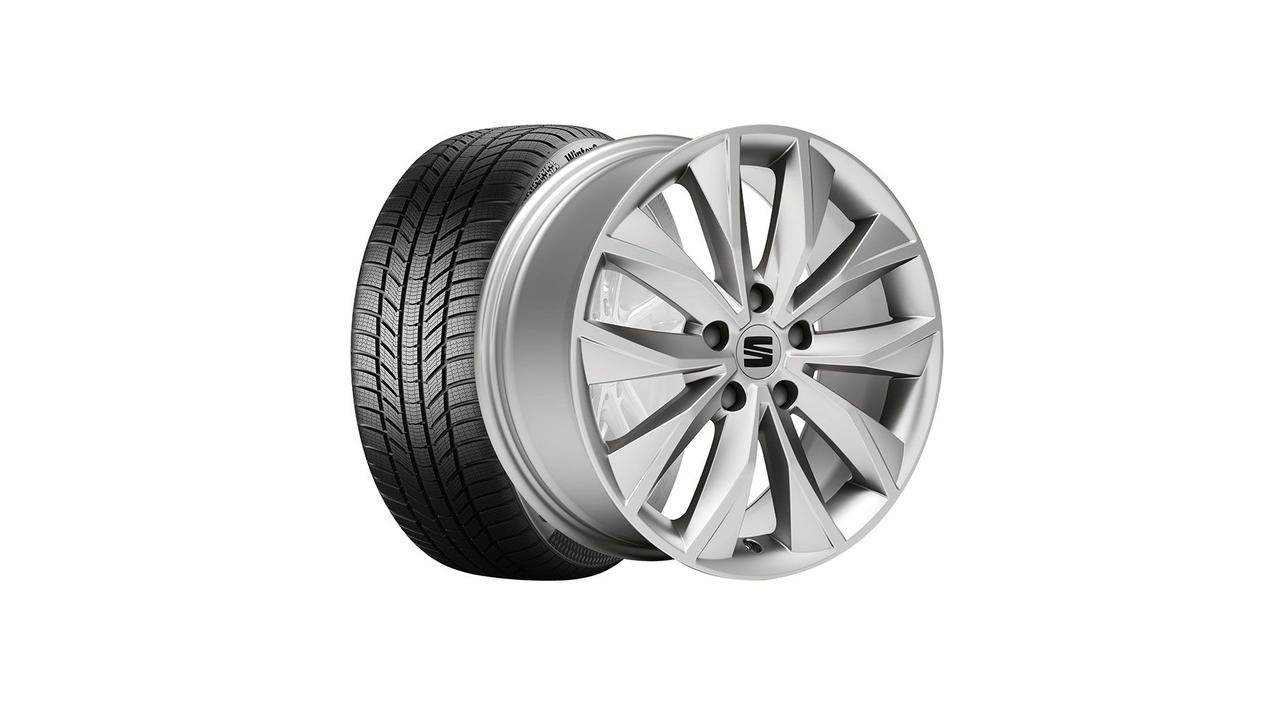SEAT Winterkompletträder Dynamic 17 Zoll Brilliant Silber mit Continental Reifen.