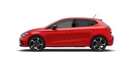 SEAT Ibiza in rot Seitenansicht.