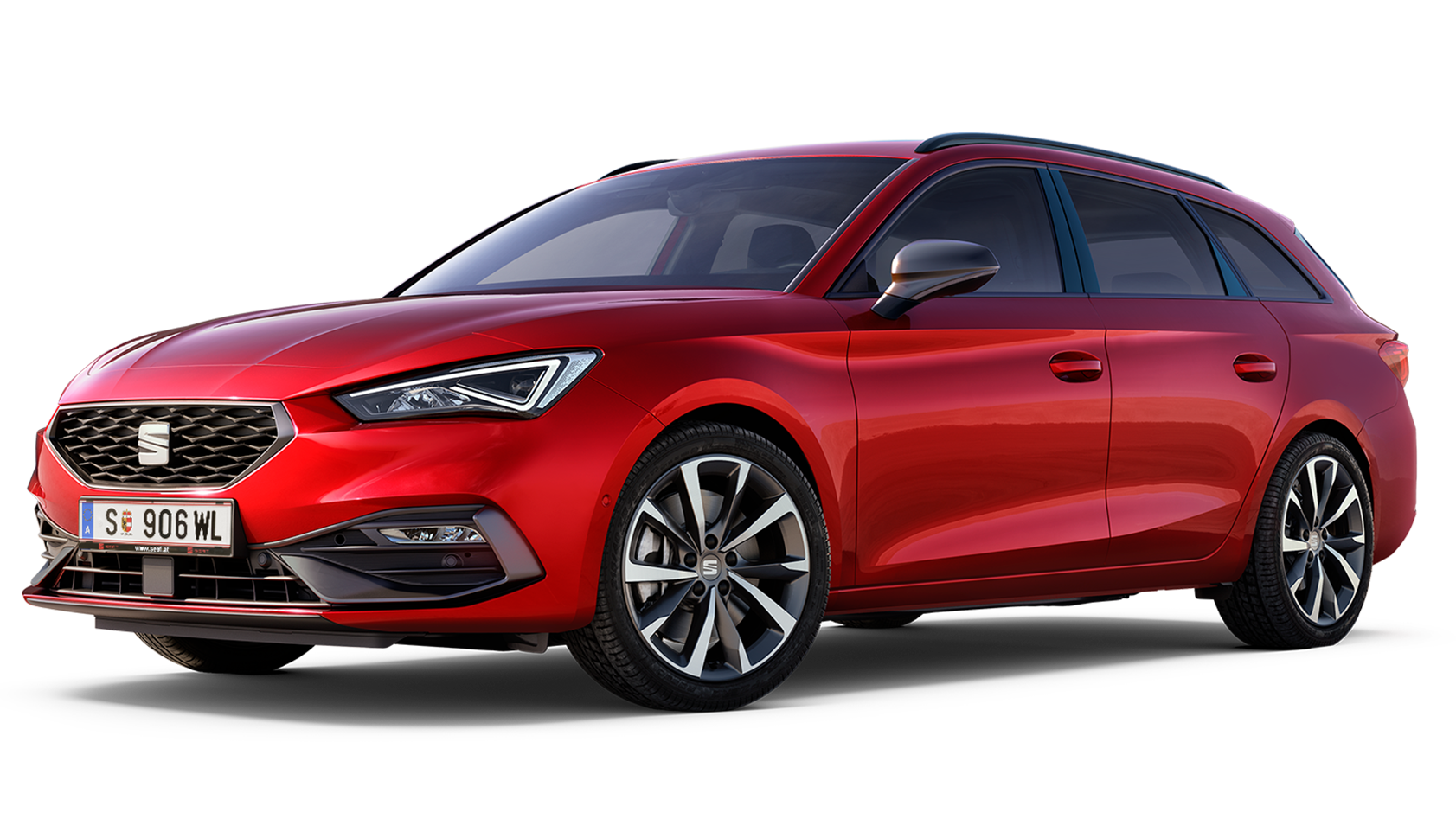 SEAT Leon SP Fr in Desire Red schräge Frontansicht.