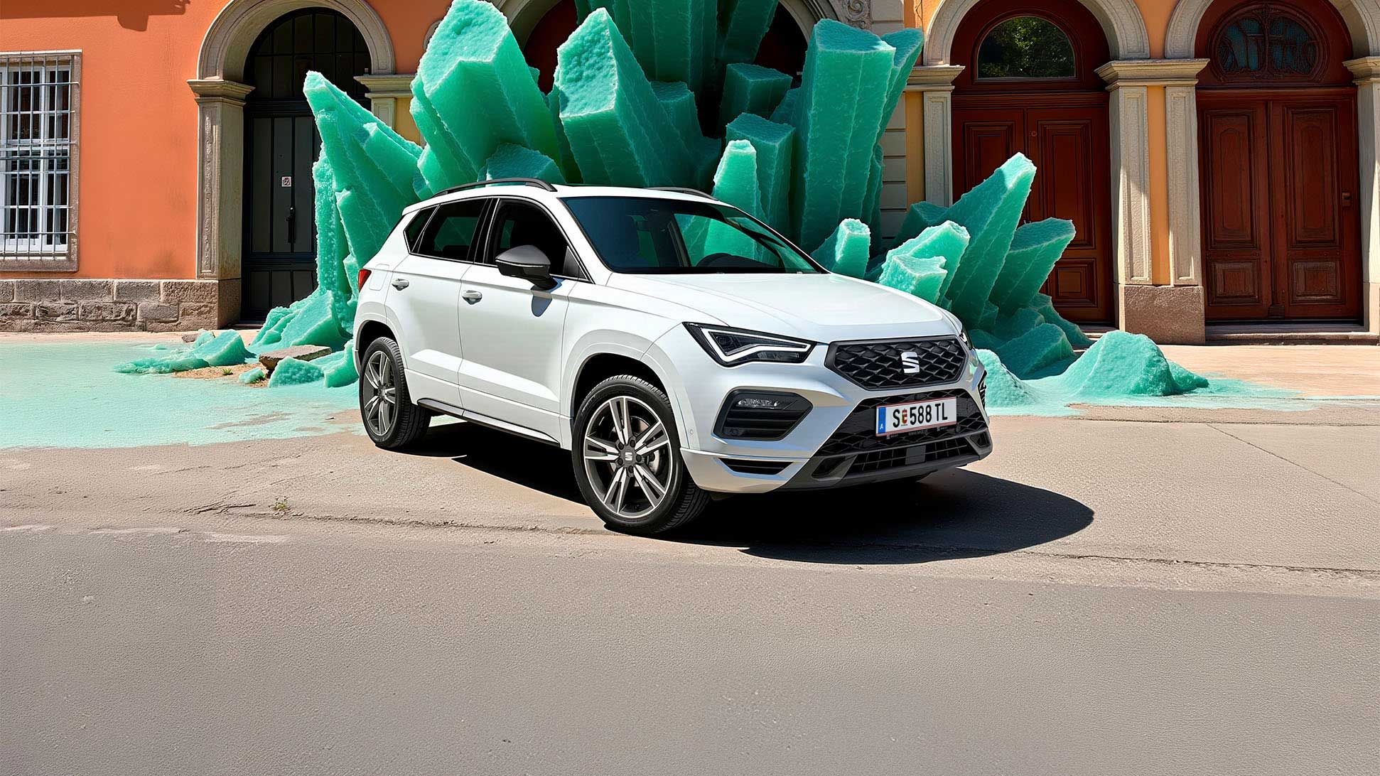 Weißer SEAT Ateca Frontansicht